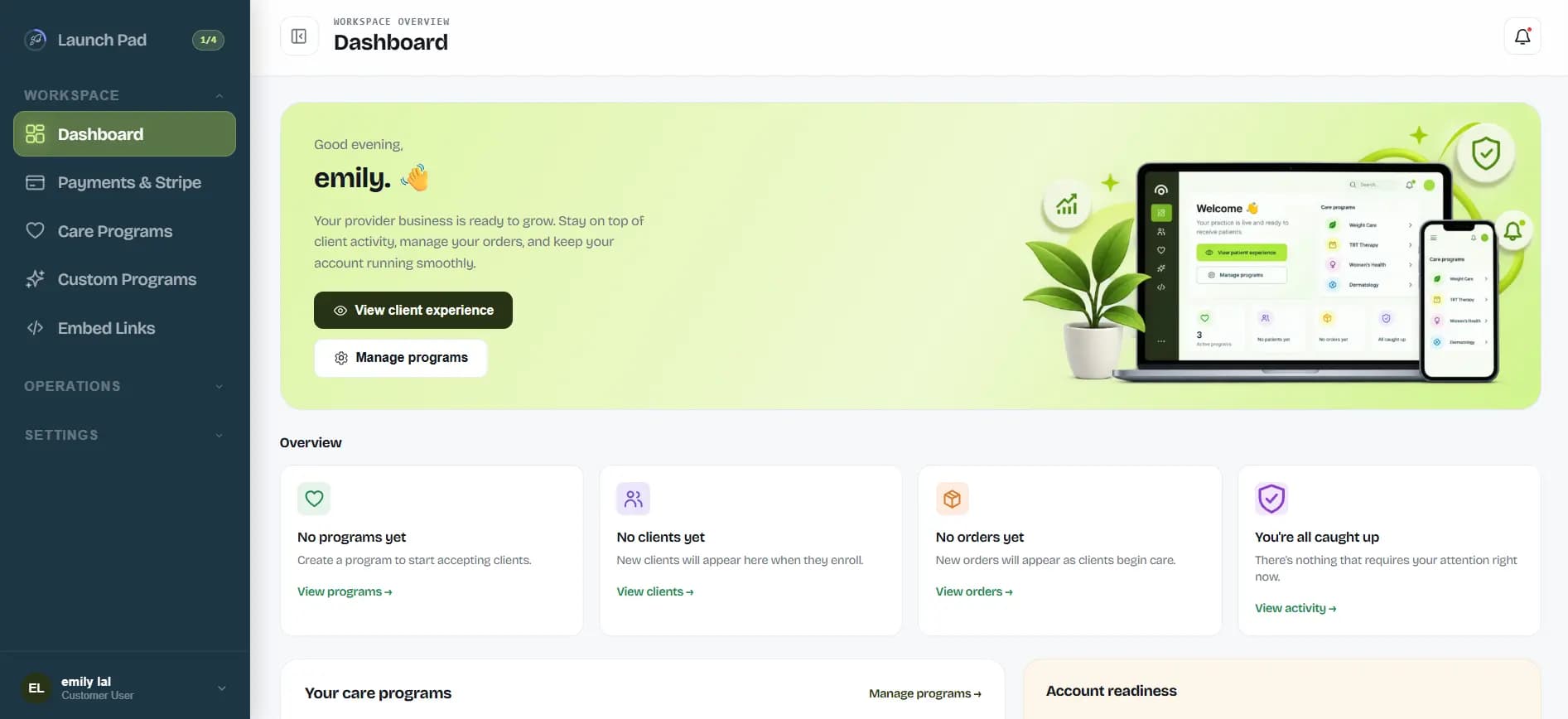 Dashboard mockup